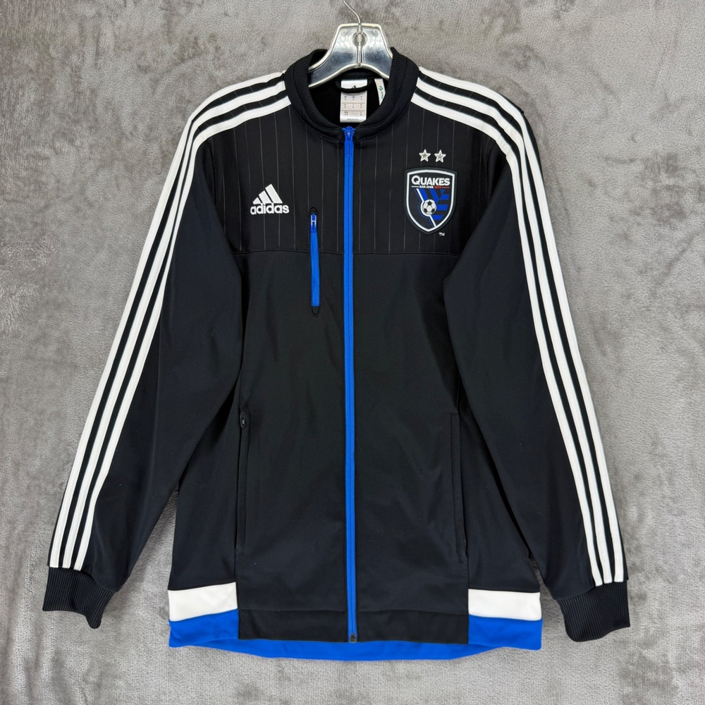 Adidas San Jose Earthquakes MLS Soccer Track Jacket Black Blue Mens Small S86688